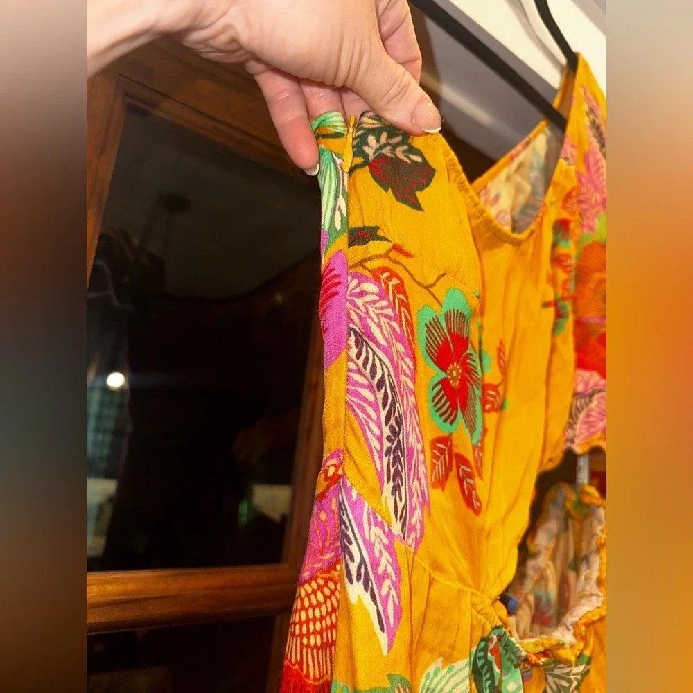 NWT Farm Rio Size Large Petite Floral One-Shoulder Cutout Maxi Colorful Dress - Picture 8 of 15